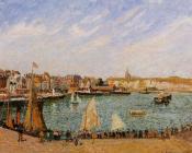 卡米耶 毕沙罗 : Afternoon, Sun, the Inner Harbor, Dieppe